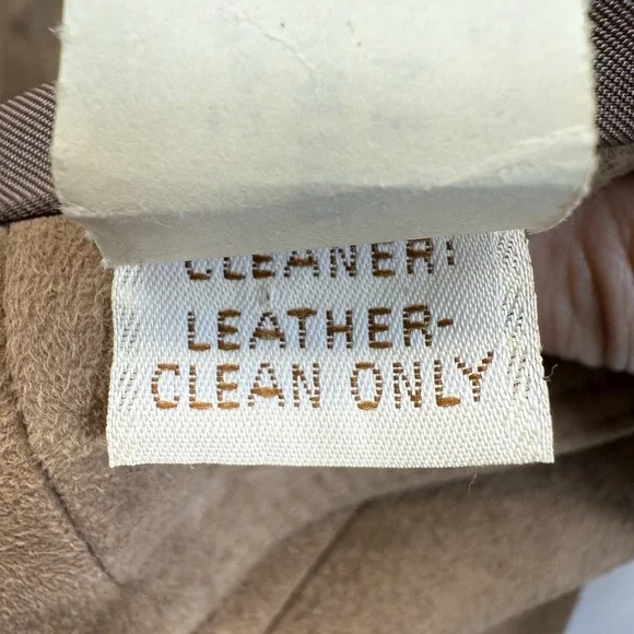 Vintage 70's  Taupe Leather Belted Jacket Ralph Lauren‎ Style USA 14 - Picture 8 of 9